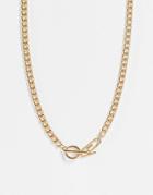 The Staus Syndicate Double Row Necklace With Chain And Crystal Paperclip Pendant In Gold