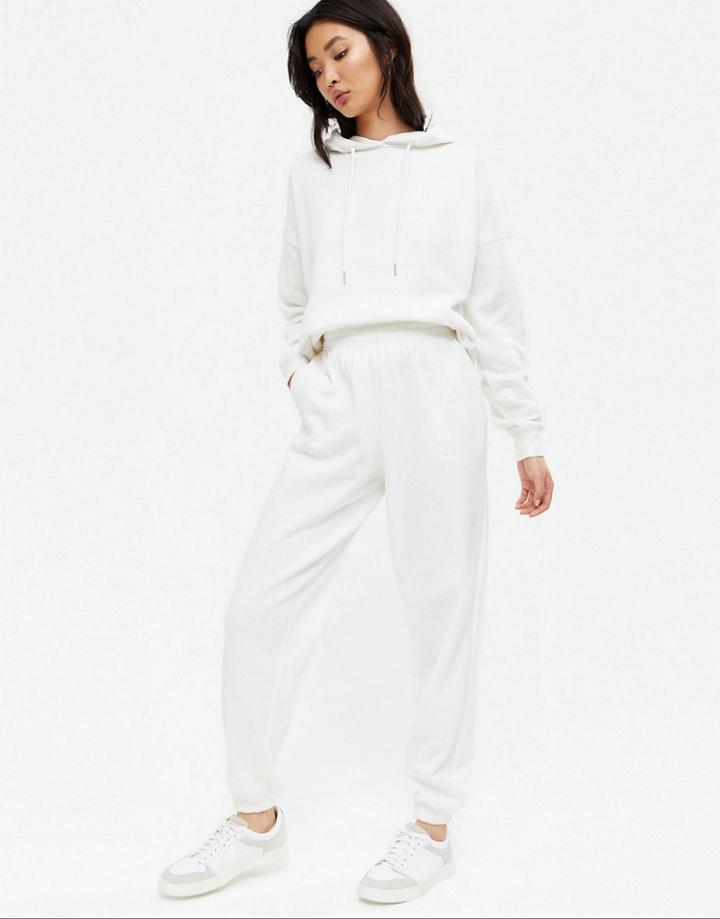 New Look Oversized Sweatpants In White