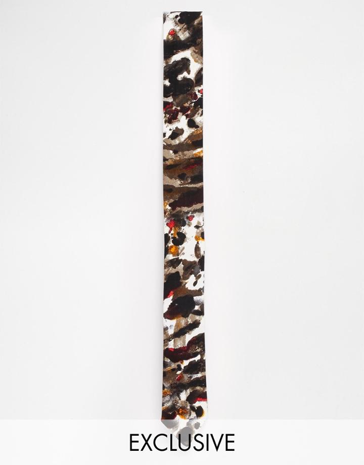 Reclaimed Vintage Animal Print Tie - Brown