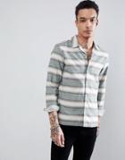 Allsaints Long Sleeve Shirt In Green Stripe - Green