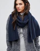 Vila Ribbed Knitted Scarf - Navy