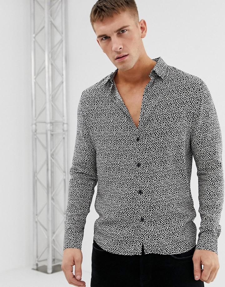 Burton Menswear Shirt With Oval Print In Black - Black