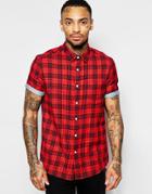 Asos Check Shirt In Short Sleeve - Red