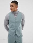 Asos Design Wedding Skinny Suit Vest In Pastel Blue - Blue