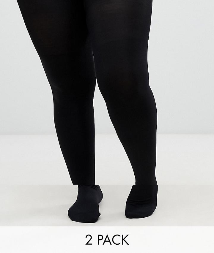 Asos Design Curve 2 Pack 140 Denier Tights New Improved Fit-black