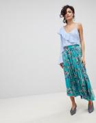 Gestuz Long Pleated Velvet Skirt With Flower Print - Multi