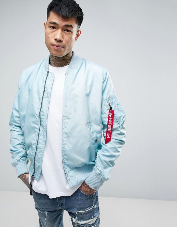 Alpha Industries Ma1-tt Bomber Jacket Slim Fit In Light Blue - Blue