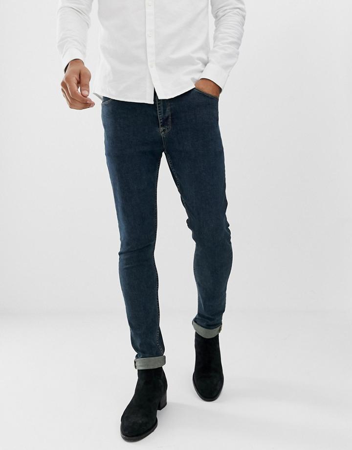Asos Design Super Skinny Jean In Vintage Greencast - Blue
