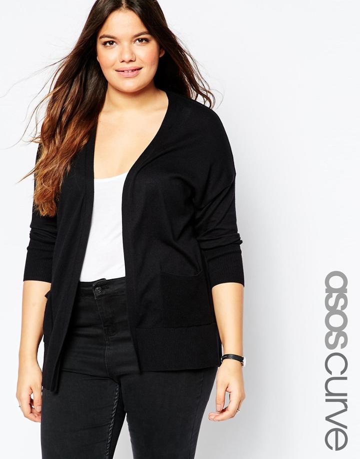 Asos Curve Drapey Chuck On Cardigan - Black