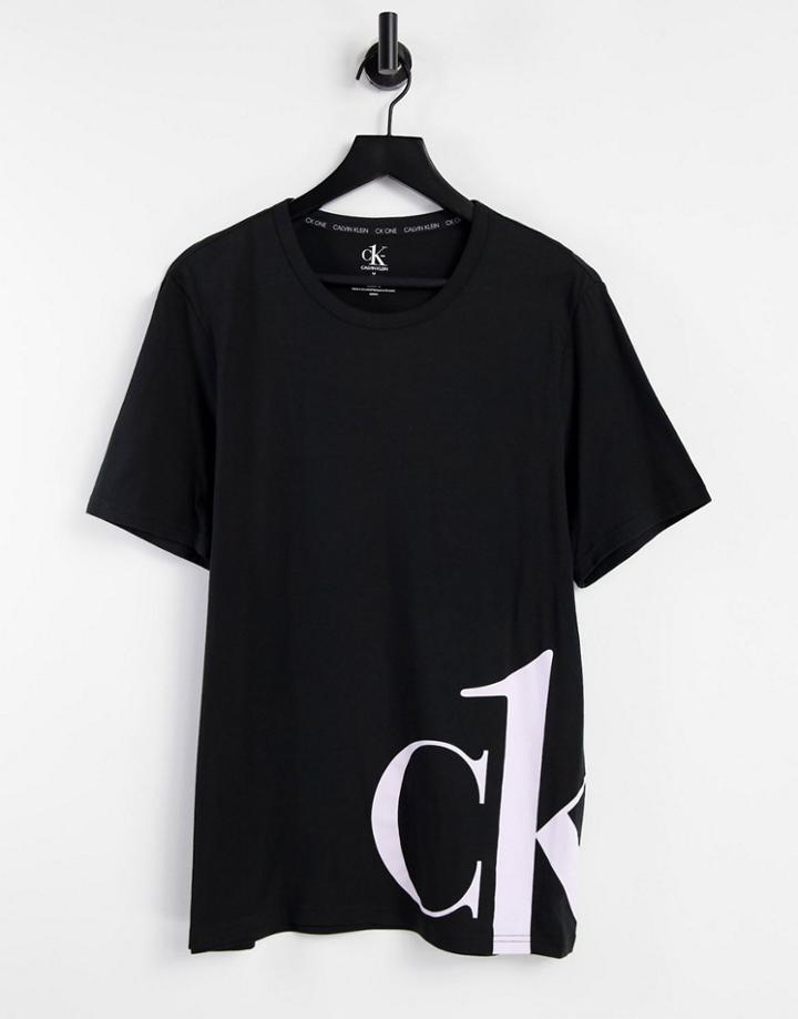 Ck One Large Logo Crew T-shirt In Black
