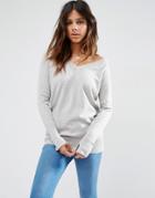 Asos Sweater With V Neck - Pale Gray Marl