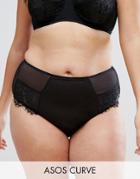 Asos Curve Olivia Lace Mid Rise Pant - Black