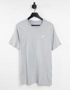 Nike Mini Swoosh All Over Print Logo T-shirt In Gray Heather