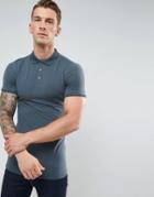 Asos Longline Extreme Muscle Fit Jersey Polo - Gray