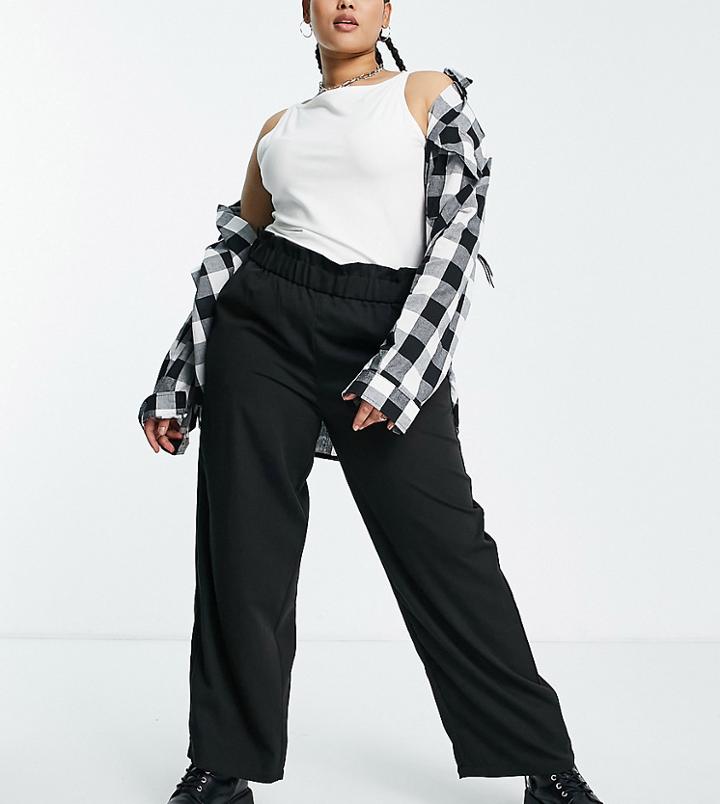 Noisy May Curve Elasticated Waist Dad Pants In Black