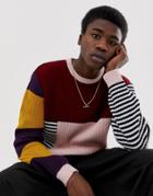 Asos Design Oversized Knitted Sweater In Mixed Stripe - Multi