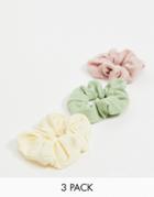 My Accessories London Hair Scrunchie Multipack X 3 In Waffle Material