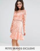 True Decadence Petite Premium Metallic Chiffon Layered Ruffle Mini Dress - Pink