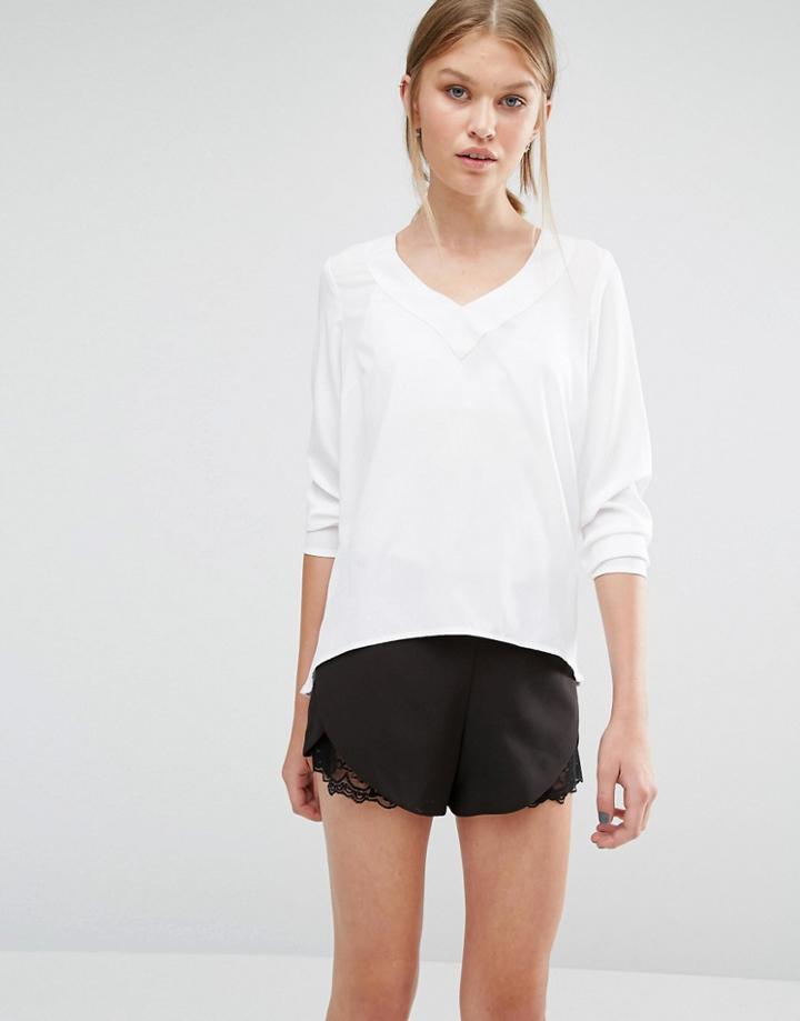 Vero Moda Long Sleeve Top In White - White