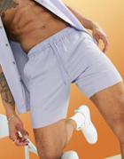 Asos Design Slim Shorts In Blue Linen Mix-blues