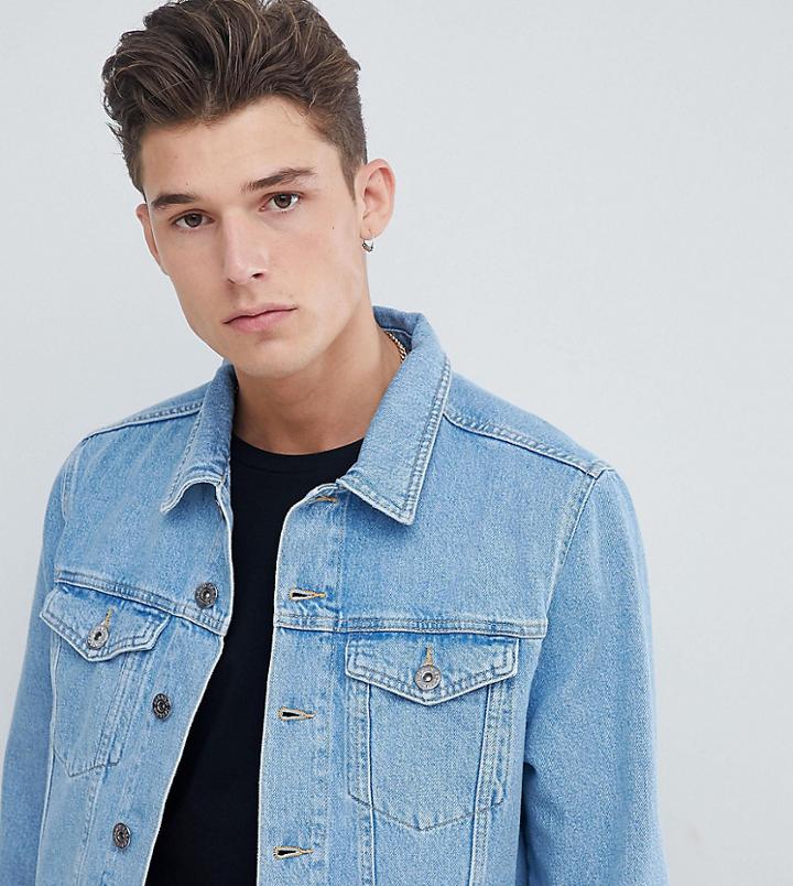 Jacamo Tall Stone Wash Denim Jacket - Blue