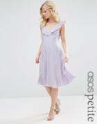 Asos Petite Midi Skater Dress With Frill Detail - Lilac