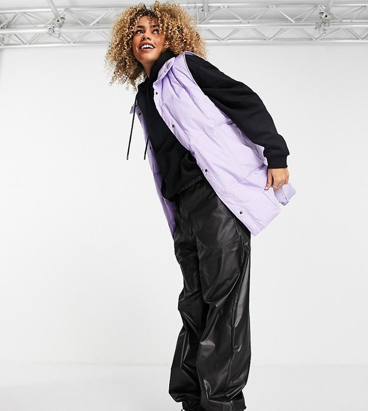 Native Youth Oversized Longline Extreme Padded Vest In Lilac-purple