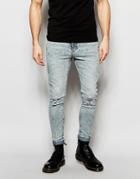 Cheap Monday Jeans Mid Spray Extreme Superstretch Skinny Fit Master Light Blue Distress Knees - Master Light Blue
