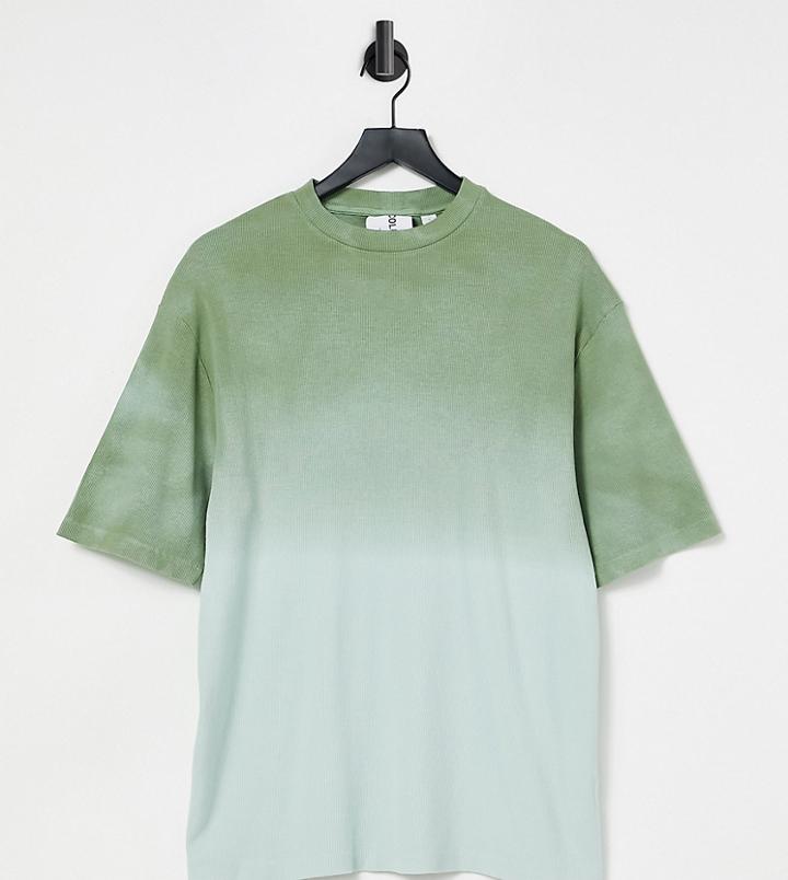 Collusion Unisex Oversized Ribbed T-shirt In Green Ombre