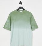 Collusion Unisex Oversized Ribbed T-shirt In Green Ombre