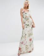 Asos Botanical Ruffle Soft Cami Maxi Dress - Multi