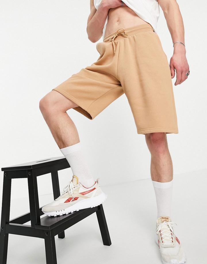 River Island Oversized Shorts In Stone-neutral