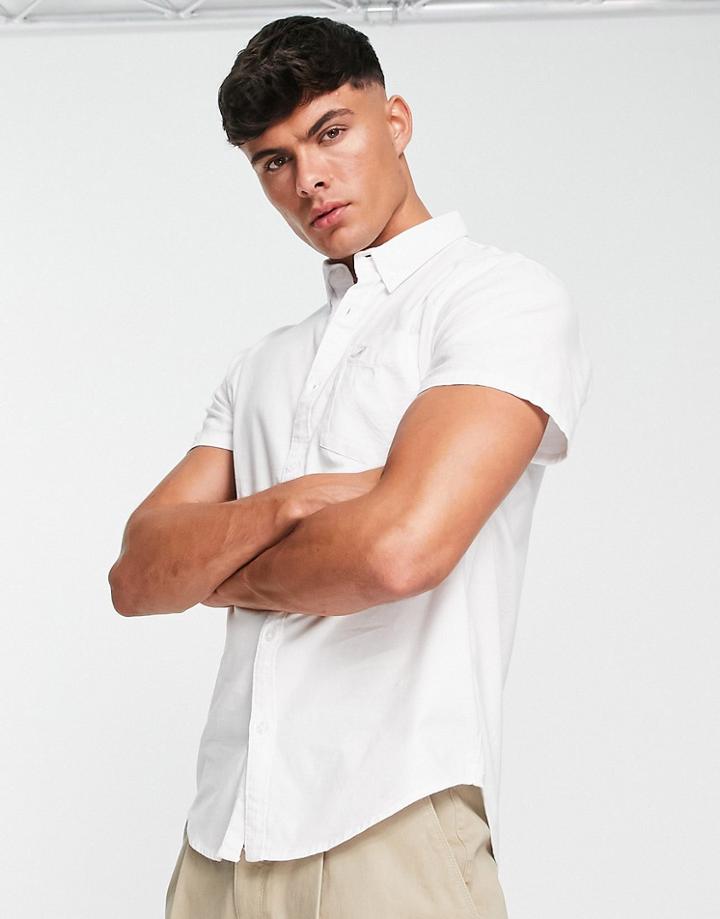 Hollister Tonal Icon Logo Short Sleeve Shirt In White