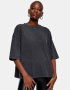 Topshop Oversized T-shirt In Washed Black