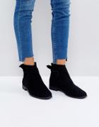 Hudson London Aretha Black Suede Tie Back Flat Ankle Boots - Black