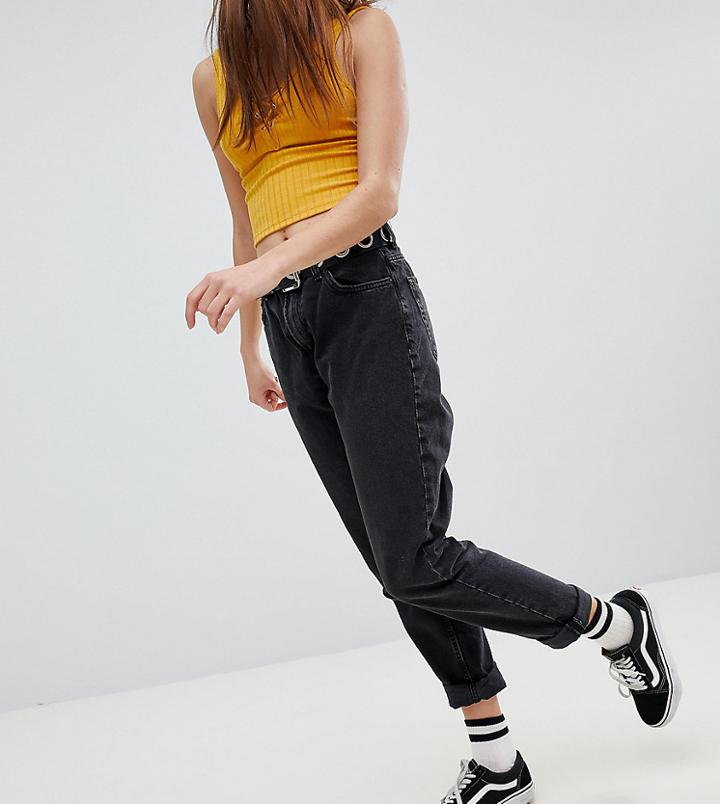 Bershka High Waist Mom Jean - Black