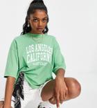 Topshop Tall Los Angeles Collegic T-shirt In Green