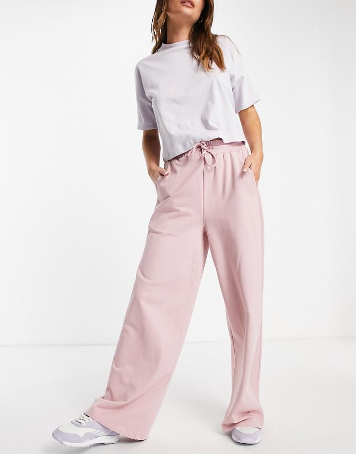Asos 4505 Wide Leg Sweatpants With Contrast Panel Detail-pink