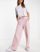 Asos 4505 Wide Leg Sweatpants With Contrast Panel Detail-pink