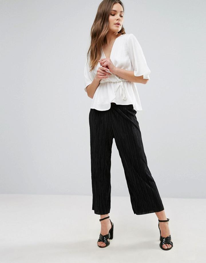 New Look Plisse Culottes - Black