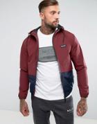 Nicce London Lightweight Jacket In Burgundy With Hood - Red