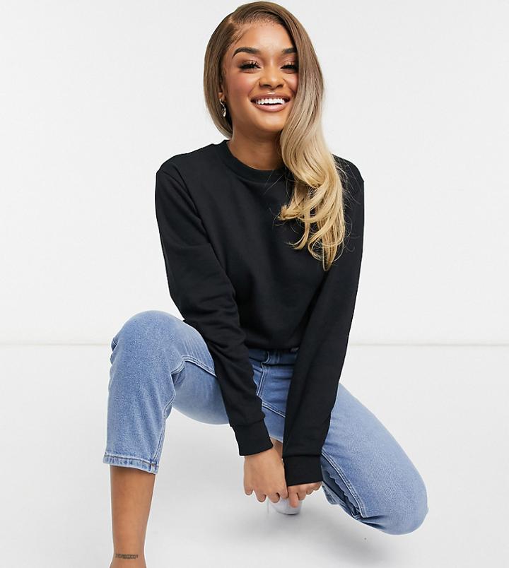 Asos Design Petite Ultimate Organic Cotton Sweatshirt In Black