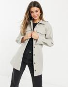 In The Style X Naomi Genes Utility Oversized Shirt Dress With Belt In Gray-grey