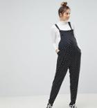 Asos Maternity Overall In Jersey And Polka Dot - Black