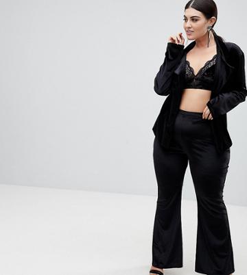 Lasula Plus Flare Velvet Pants - Black