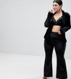 Lasula Plus Flare Velvet Pants - Black
