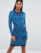 Wow Couture Knitted Bandage Dress In Jacquard - Multi