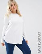 Asos Curve Tunic Top With Side Splits And Curve Hem - White