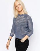 Only Kalli High Neck Cropped Sweater - Vintage Indigo With
