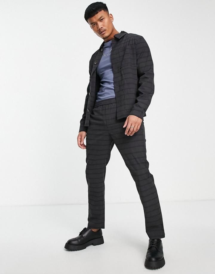 Jack & Jones Premium Slim Fit Suit Trouser In Grey Check-gray